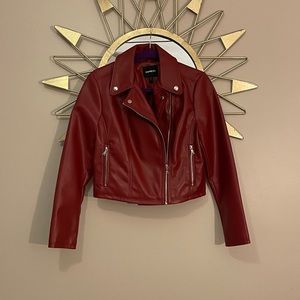 Cropped Vegan Moto Jacket